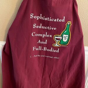 Women’s Wine Themed Apron Deep Maroon Funny OSFM